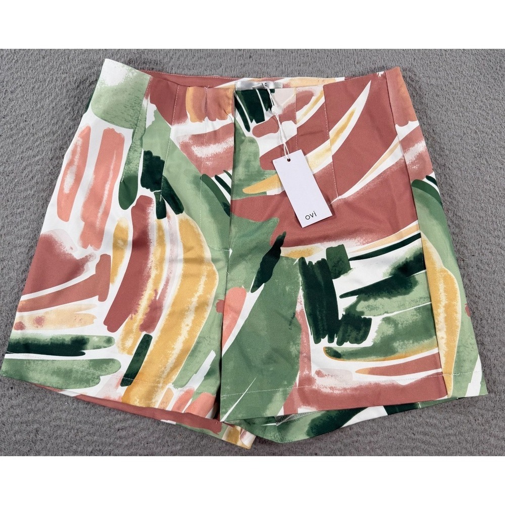 Ovi Shorts Women's Medium Chino Abstract Print Summer Chic Resort Stretch NWT